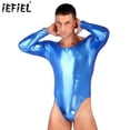 thumbnail image 2 of Body de una pieza para hombre, lencería brillante de charol, mono de manga larga, Monokini ceñido al cuerpo, leotardo gimnástico, Ropa de baile, 2 of 5