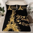 thumbnail image 2 of jejeloiu Cute Butterflies Twin Sheet Sets,Gold Eiffel Tower Bedding For Adults 3pcs, 2 of 7