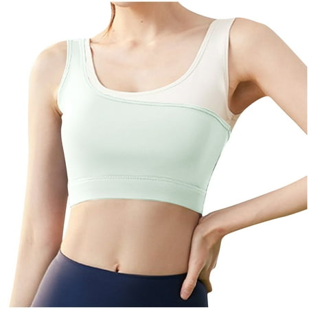 Push Up Sports Bra for Women Cropped Yoga Vest Tops High-Strength U-Neck Full Cup Underwear Wireless Comfort Bra Seamless Colour Block Bra Crop Tank Tops for Workout Gym