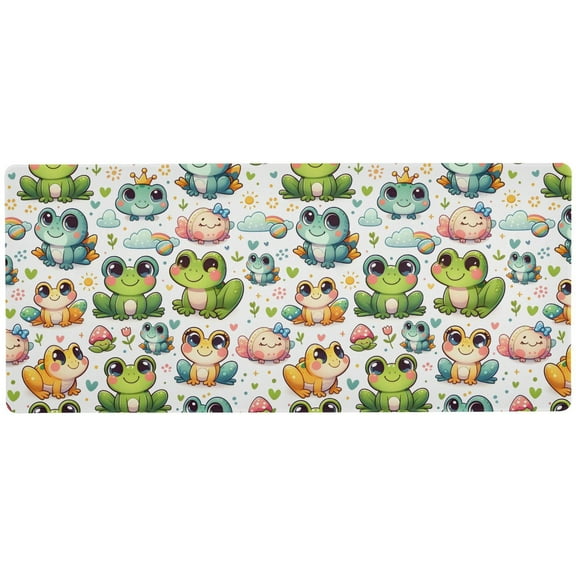 JSTEL Cute Cartoon Frog Large Gaming Mouse Pad Big Mousepad Mice Keyboard Mat with Non-Slip Rubber Base for Computer Laptop Home & Office, 31.5 X 11.8 inch
