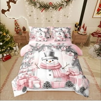 Castle Fairy Kids Cartoon Snowman 7-Piece Twin Bedding Sets,Merry Christmas Bedding Comforter Set,Xmas Gifts Breathable Sheet Sets,Luxury Bedroom Decor