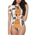 thumbnail image 1 of Kdxio Justaucorps à Manches Courtes Imprimé Chats Amusants pour Femmes Col Rond Modal Doux Confortable Ajusté Aguichant Haut-TG, 1 of 7