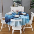 thumbnail image 2 of Light Blue Marble Flow Pattern Round Tablecloth 60"x60",Wrinkle Wipeable Table Cloth for Kitchen Dining Room Picnic Patio Party, 2 of 6