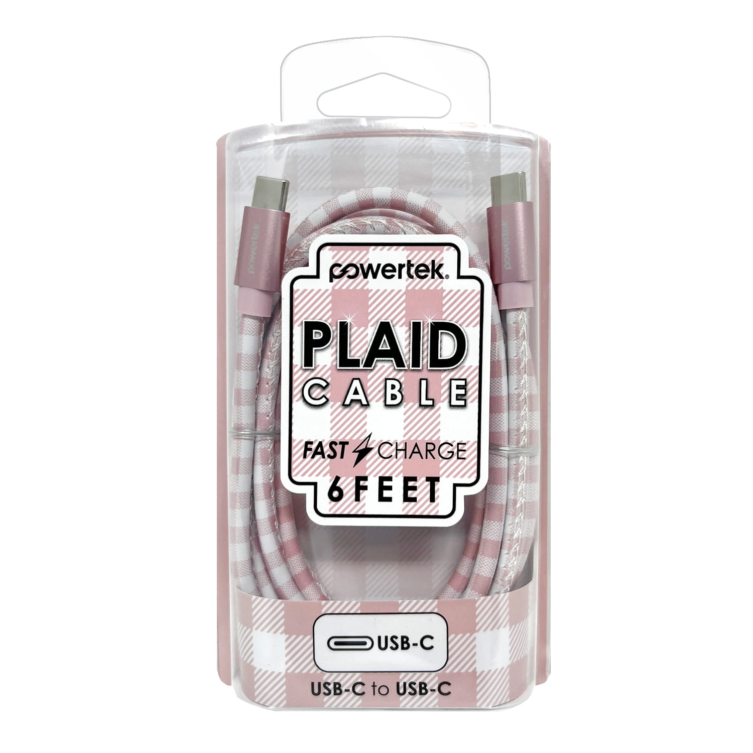 Liquipel Powertek Pastel Plaid USB-C to USB-C - Pink