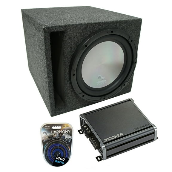 Universal Car Stereo Slotted S Port Single 12" Harmony A122 Sub Box & CXA800.1