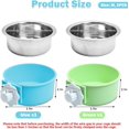 thumbnail image 2 of Crate Dog Bowl, Removable Stainless Steel Hanging Pet Kennel Cage Bowl Food & Water Feeder Coop Cup for Puppy, Cat, Rabbit, Guinea Pigs Ferret Bird (2 PCS, Size: M, Blue and Green), 2 of 8