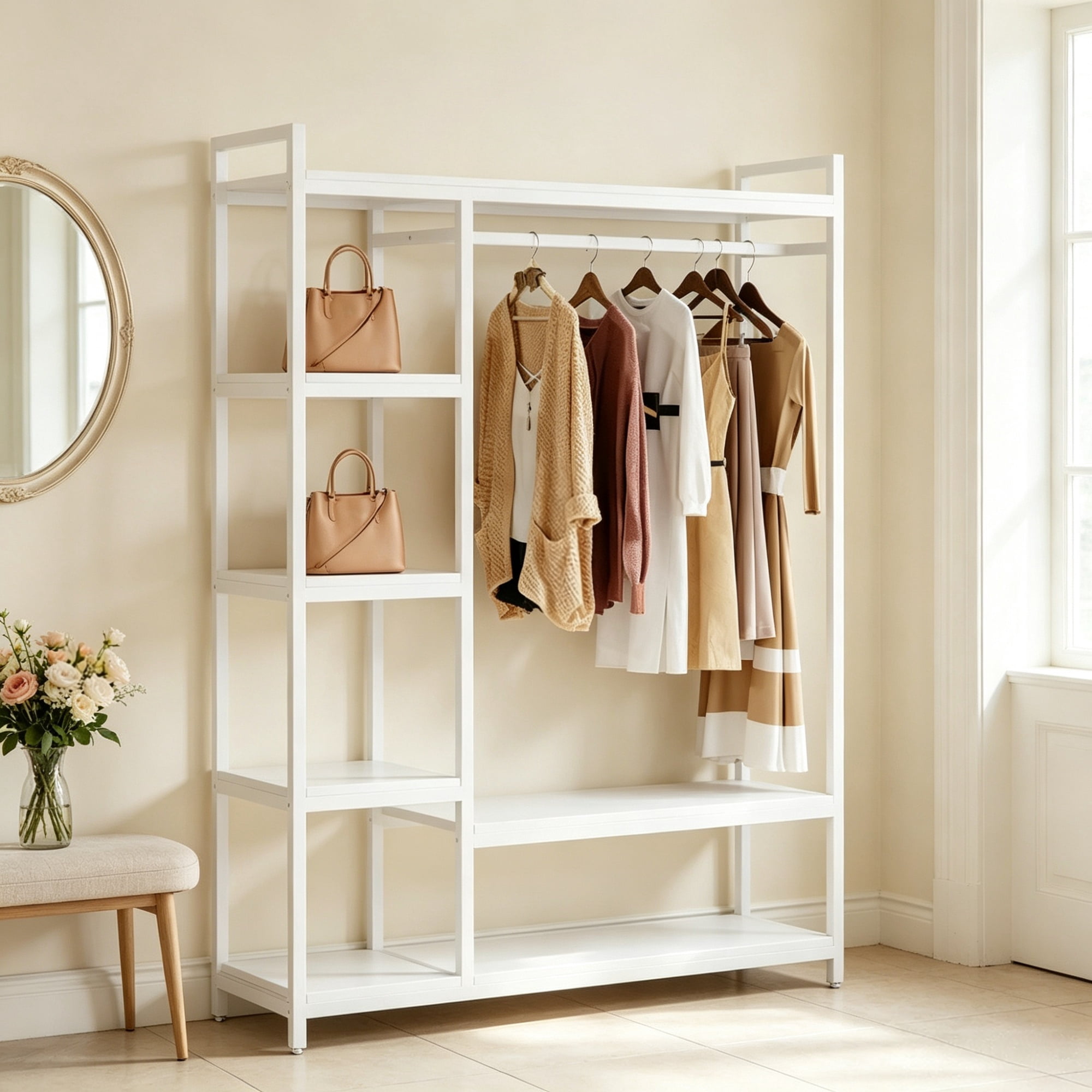 Astoutdoor Freestanding Closet Organizer with 6 Shelves, 75.39 in Long, 72.75 lb