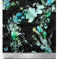 thumbnail image 1 of Soimoi Green Cotton Poplin Fabric Insect & Wild Flower Decor Fabric Printed BTY 56 Inch Wide, 1 of 1