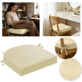 thumbnail image 3 of Indoor Outdoor Chair Cushion - 16.9 x 15.7 Inch Thick Seat Pad with Adjustable Ties for Dining Chairs, Patio Furniture, and Garden Chairs - Foam Comfort Seat Cushion for Home and Garden (Beige), 3 of 7