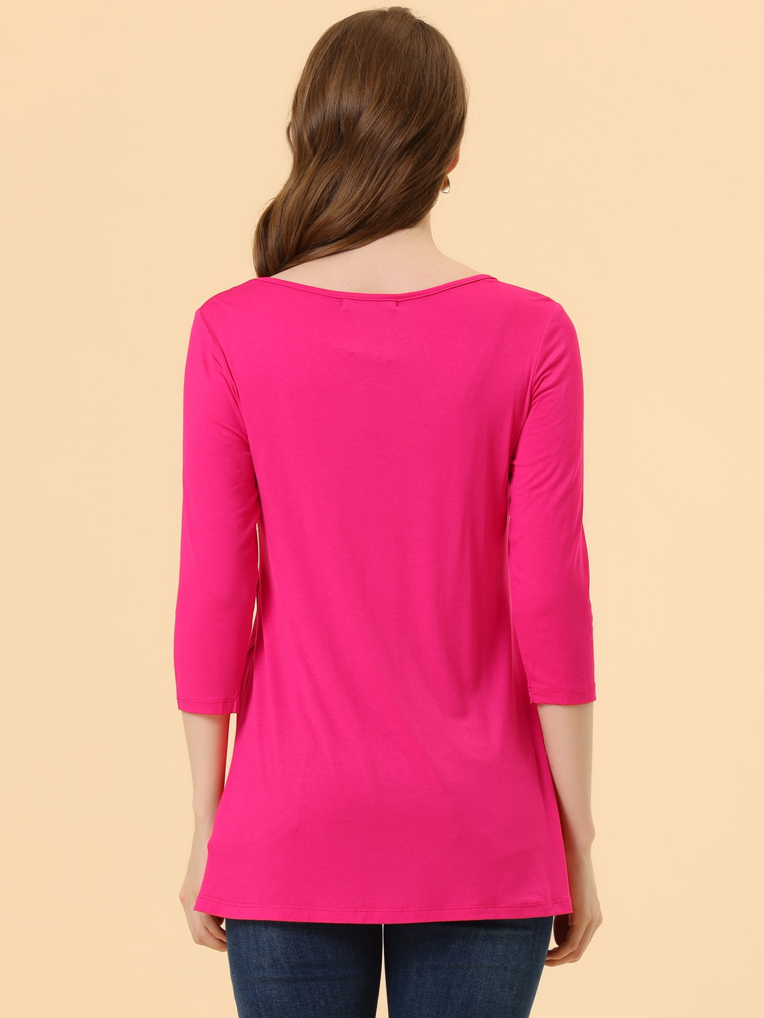 DARING DIVA Women's Casual Stretchy Tunic Asymmetric Hem Top 3XL Hot Pink