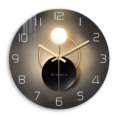 12 Inch Black and Gold Glass Silent Wall Clocks Battery Operated