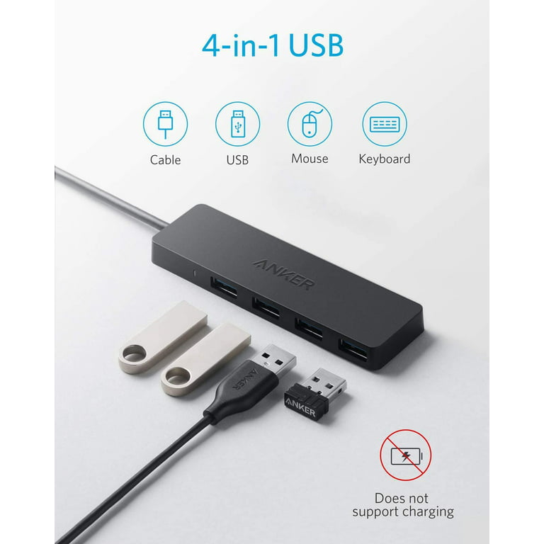 Anker 4-Port USB 3.0 Data Hub Adapter Ultra-Slim Splitter with 2 ft Cable 