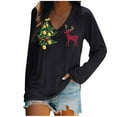 thumbnail image 3 of Craaazy Women's Christmas V Neck Long Sleeve Top Loose Funny Christmas Blouses Gifts, 3 of 4