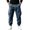 Blue, variant on Men's Straight Fit Cargo Pants Full Elastic Waist Adjustable Drawstring Side Flap & Back Patch Pockets Soft Woven Casual Everyday Pants