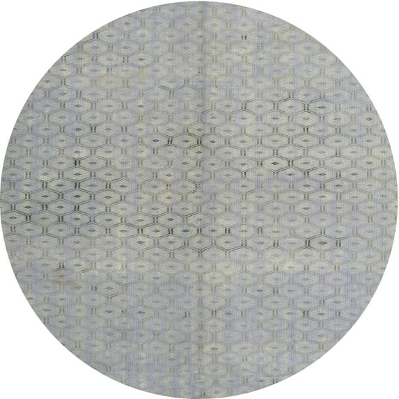 Ahgly Company Machine Washable Indoor Round Traditional Gunmetal Gray Area Rugs, 3' Round