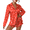 Christmas Red, variant on Ekouaer Womens Satin Sleepwear Sets Long Sleeve Top and Shorts Lounge Set Button Down Nightwear Outfits Set