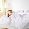 thumbnail image 4 of jejeloiu Monogrammed A King Size Comforter Sets,Cute Bowknot Bowtie Bedding Comforter Set,Light Purple White Bedding Set,Microfiber Room Decorative Reversible,3-Piece, 4 of 8