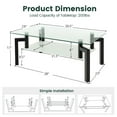 thumbnail image 3 of Spaco 2-Tier Rectangular Glass Coffee Table with Metal Tube Legs-Black, Modern Coffee Table for Living Room Office Reception, 3 of 7