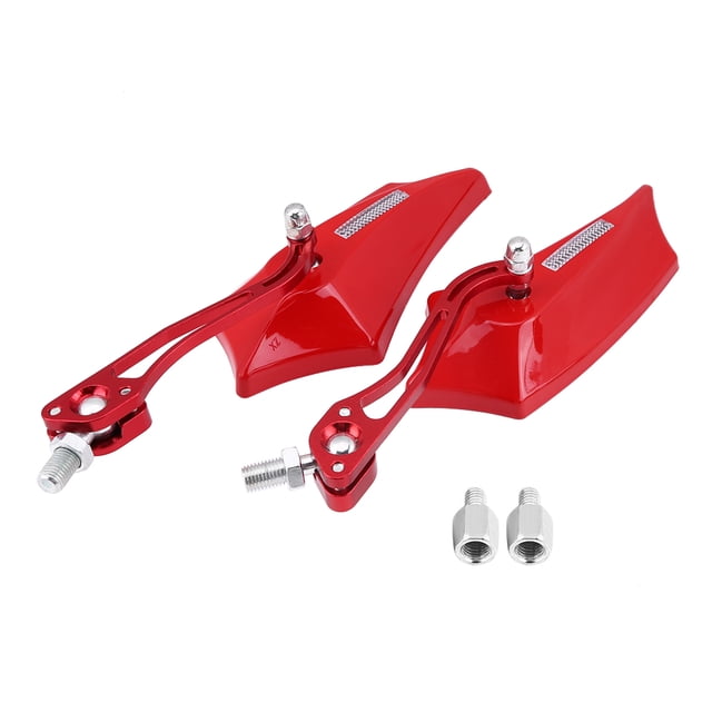 1 par de espejos retrovisores laterales universales de aleación de aluminio para motocicleta y scooter de 10 mm y 8 mm, color rojo Jadeshay A