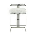 thumbnail image 2 of Pangea Home Kenzie 27.5" Stainless Steel & Faux Fur Bar Stool in White/Silver, 2 of 2