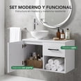 thumbnail image 3 of Set de Mueble Organizador de Baño con Lavabo y Espejo Luz LED Diseño Flotante blanco, 3 of 7