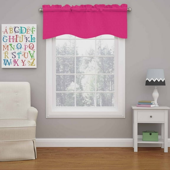 Eclipse Kendall Solid Scalloped Valance (1 Panel), 42 In Wide x 18 In Long, Raspberry