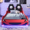 thumbnail image 3 of Euroco Upholstered Race Car Bed, Twin Platform Bed with LED Light and Headboard, 3 of 12