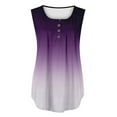 thumbnail image 6 of Usmixi Womens Tank Tops Gradient Print Round Neck Sleeveless Shirts Button Down Loose Flowy Pleated Swing Vest Tunic Purple L Up to 65% off, 6 of 6