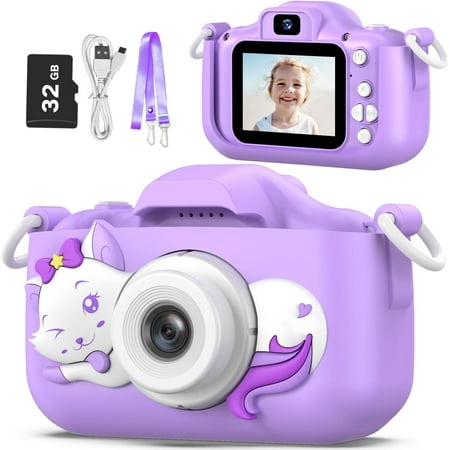 Image of Kids Camera Toys Gifts for Boys Girls | Selfie HD Digital Video Camcorder | Fun Frames & Magic Filters | Burst Shooting & Time-lapse | Age 3-7 | Dual-lens Selfies Camera | Compact Size