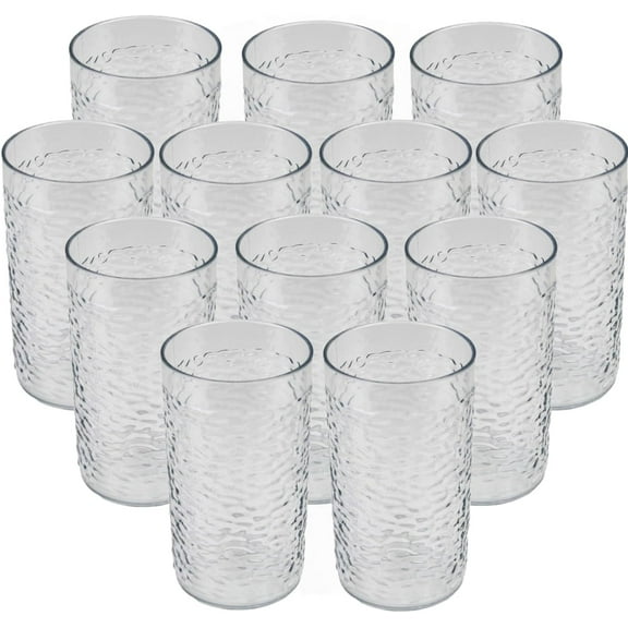 TrueCraftware- Set of 12 Clear 16 oz Pebble Tumbler Drinking Glasses- Reusable Premium Water Iced Tea Glasses Dishwasher Safe Break-Resistant for Home and Restaurants