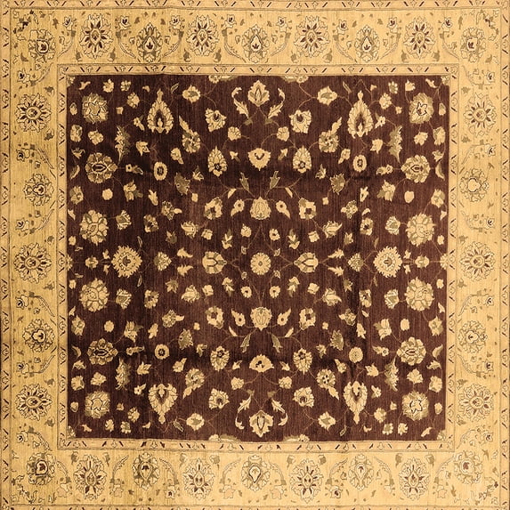Ahgly Company Indoor Square Oriental Brown Industrial Area Rugs, 5' Square