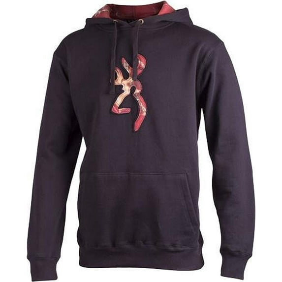 Mens Browning Buckmark Camo Hoodie Black Mossy Oak Red Camo Sweatshirt (M)