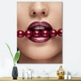 thumbnail image 2 of Designart ' Girl With Red Pearls In Mouth In A Sensual Pose ' Modern Canvas Wall Art Print, 2 of 4