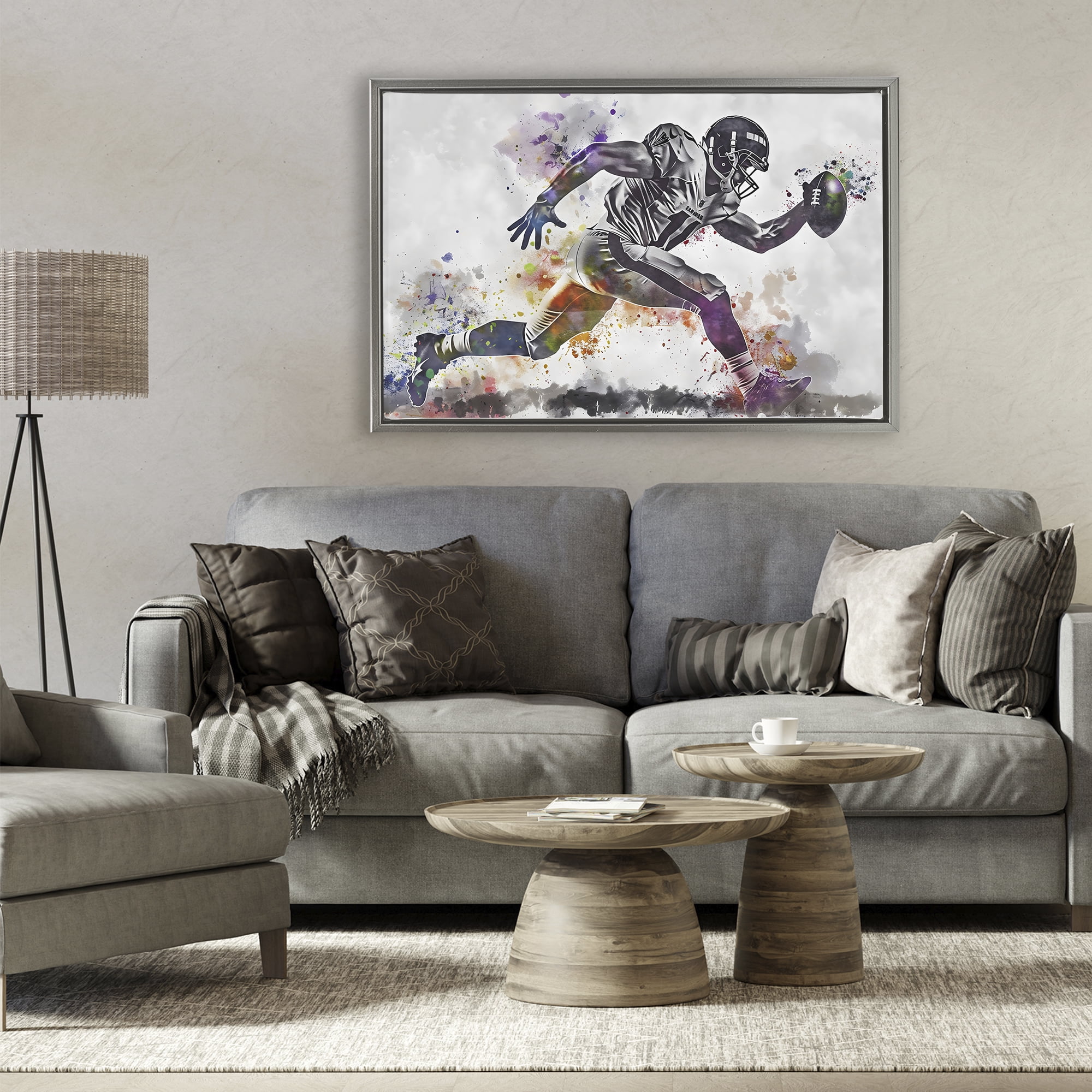 Stupell Industries Endurance Football Sprint Gray Framed Floater Canvas Wall Art, design by Creative Studio