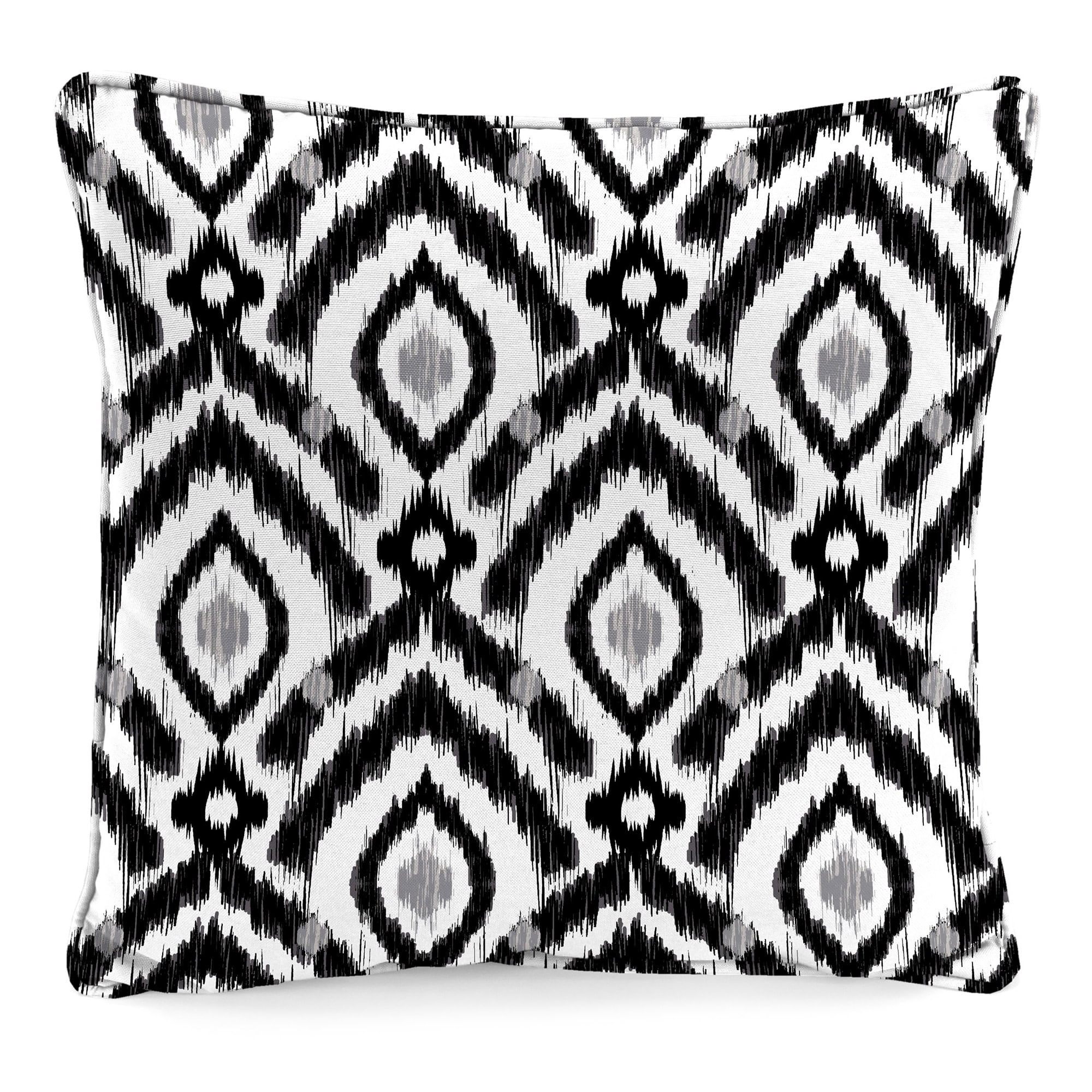 Jordan Manufacturing 16" x 16" Pitazzo Panther Black Ikat Square Outdoor Throw Pillow with Welt (2 Pack)