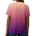 thumbnail image 5 of Itsame Women's T-shirt, Fashion Gradient Button-up V Neck Short Sleeve Casual Summer Tops Red, 5 of 5