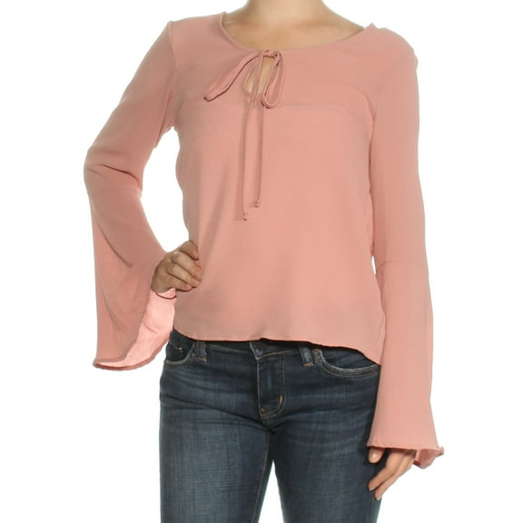 POLLY & ESTHER Womens New 1185 Pink Keyhole Bell Sleeve Top XS Juniors B B
