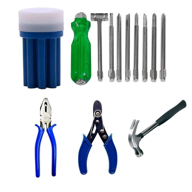 Kit d'Outils à Main Robuste / Marteau-Pinceur, Coupe-Fil & Ensemble de 9 Pcs / Tournevis - Lot de 4 Outils, Kit d'Outils à Main - 12 Outils / Électrique - Léger, Compact & Ergonomique