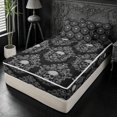 thumbnail image 2 of meiyoeat Edgy Skull Zipper Full Size Comforter Sets with Fitted Sheet and 2 Pillowcases,Intricate Damask Zipper Bedding Set For Adults,Gray Black,Black Reversible,4-Piece, 2 of 7