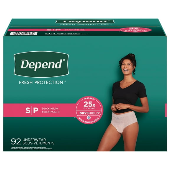 Depend Fresh Protection Adult Incontinence Underwear for Women, Small - Blush, 92 ct.