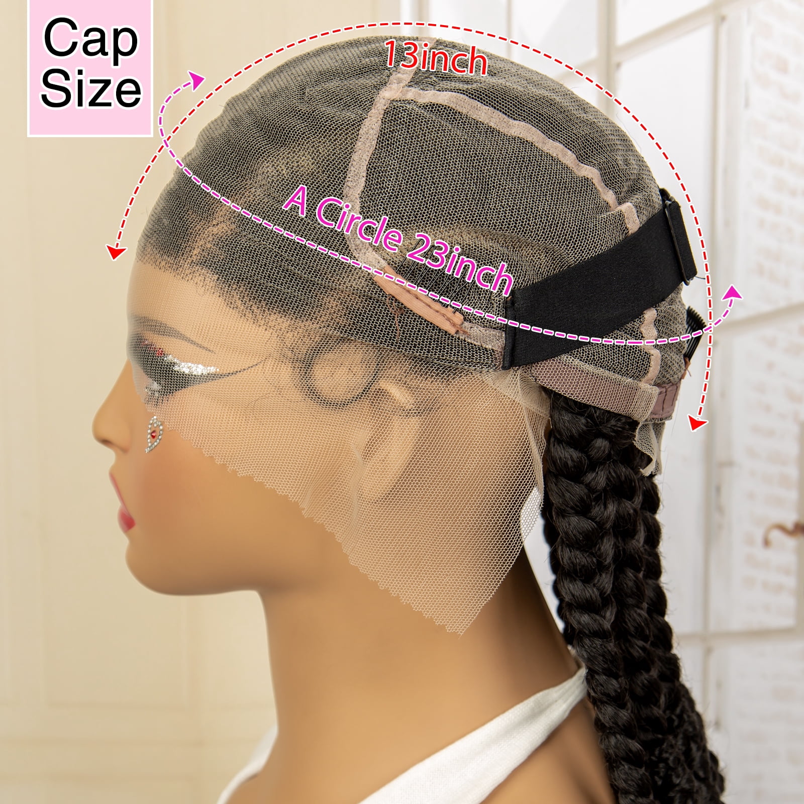 Full Lace Braided Wigs Synthetic Cornrow Box Braids Wigs for Women Lace Frontal 16 Inches Knotless Braiding Wig with Baby Hair