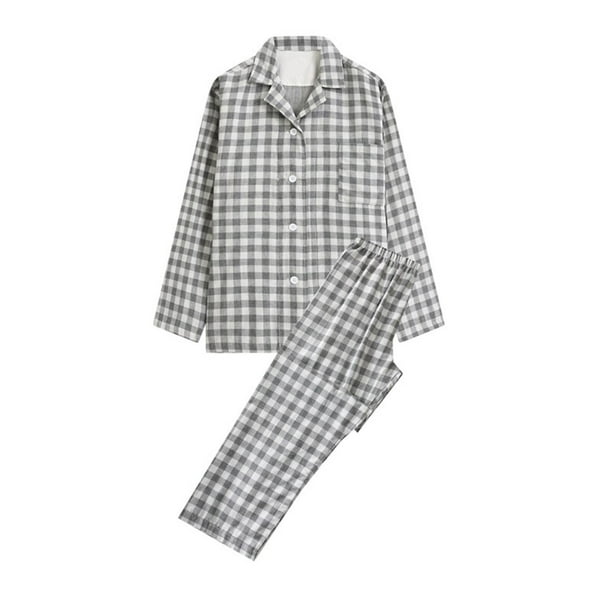 Pijamas de manga larga para hombre, ropa de casa informal, pantalones y cuello vuelto