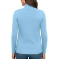 thumbnail image 3 of Hearthz Ribbed Blue Womens Sweaters Turtleneck Mock Neck Women Long Sleeve Shirt Knit Basic Spring Winter Pullover Shirts, 3 of 4