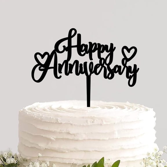 Cake Topper Customized Names Colors Happy Anniversary Double Sided Cake Insert Baking Cake Supplies Decoration for Anniversary Ceremony Party Supplies Best Gift for Couples