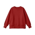 thumbnail image 3 of Falkdiz Girls Long Sleeve With Mitten-Style Cuffs Shirts Warm Comfy Tops Outdoor Winter Daily Casual Crew Neck Pullover for Girls Solid Color , Wine , Size: 7-8 Years, 3 of 7