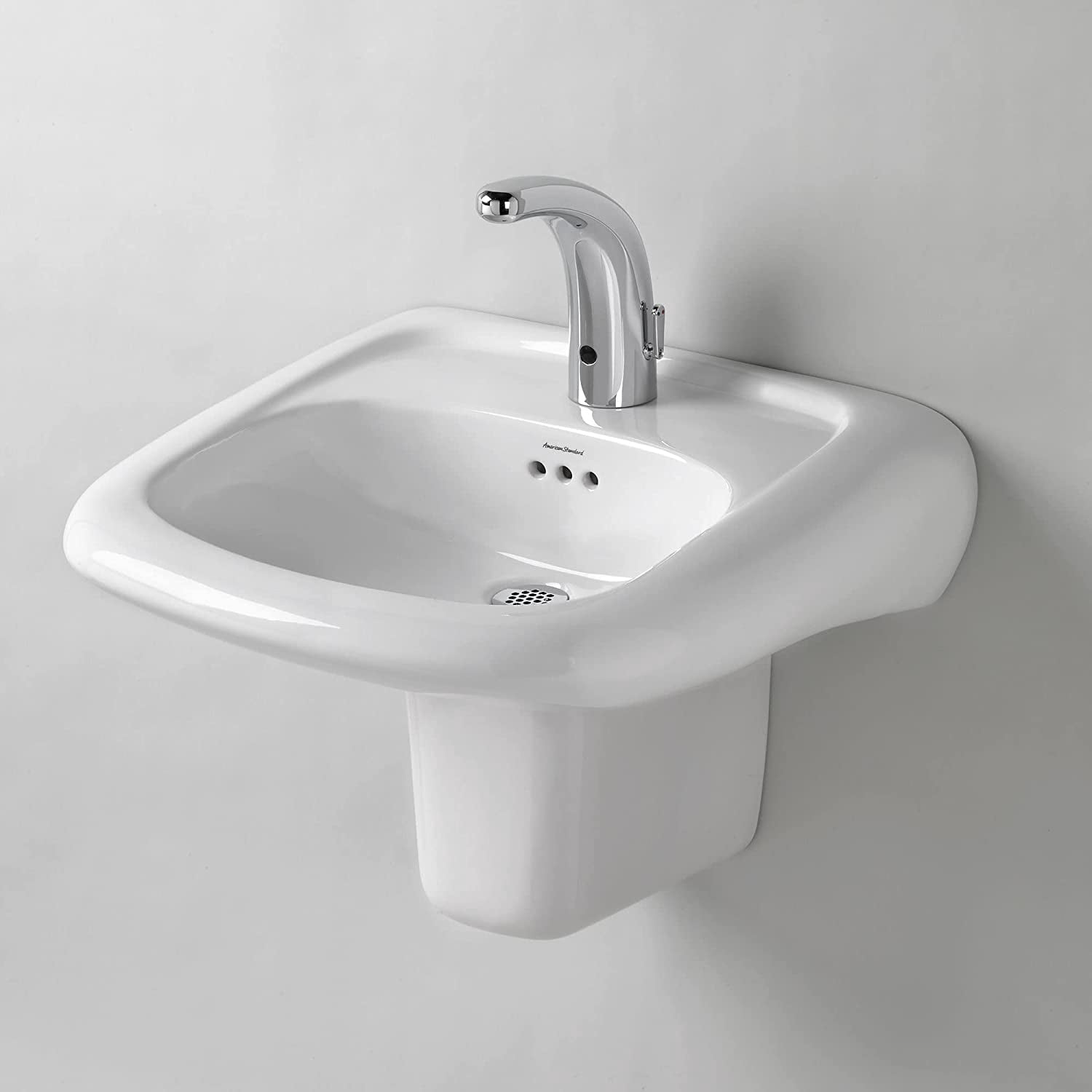 Murro Wall Hung Bathroom Sink with Overflow and Center Hole Only in White by American Standard Wall
