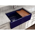 thumbnail image 4 of BOCCHI Contempo Apron Front Step Rim Fireclay 30 in. Single Bowl Kitchen Sink with Protective Bottom Grid and Strainer in Sapphire Blue, 4 of 6