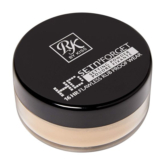 Ruby Kisses Polvo fijador suelto 0.4oz Suaviza sin peso Acabado matificante y control de brillo Polvo mineral de sílice pura (Tierra)