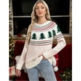 thumbnail image 3 of Fair Isle Sweaters for Women Ugly Christmas Sweater Crew Neck Long Sleeve Cute Funny Holiday Chrismas Tree Print Cable Knit Pullover Sweater Alsol Lamesa, 3 of 6