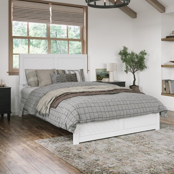AFI Canyon Wood Queen Foundation Bed Frame with Matching Footboard in White